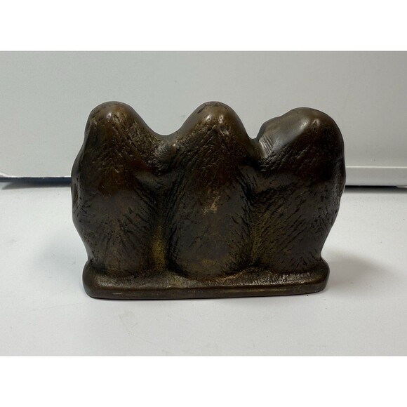 Vintage Brass Hear No Evil Speak No Evil See No Evil 3 Wise Monkeys Figurine - Picture 3 of 8